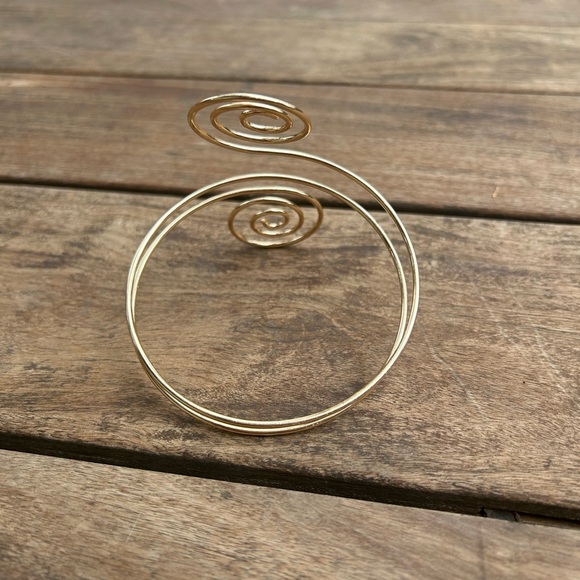 Gold Spiral Bangle Armlet Arm Jewelry Metallic Upper Arm Cuff Bracelet Bangle - Picture 5 of 8